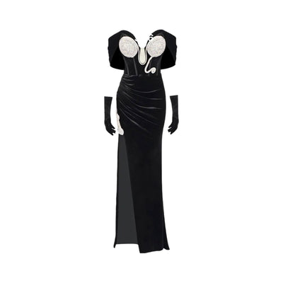 VERA Black Embellished Bustier Maxi Dress - IvyEkongFashion