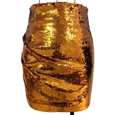 ANASTA Gold Sequin Drape Mini Skirt - IvyEkongFashion