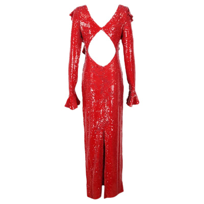 NINA Red Sequin Maxi Cut-Out Dress - IvyEkongFashion