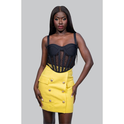 MIA Yellow Tweed Mini Skirt - IvyEkongFashion