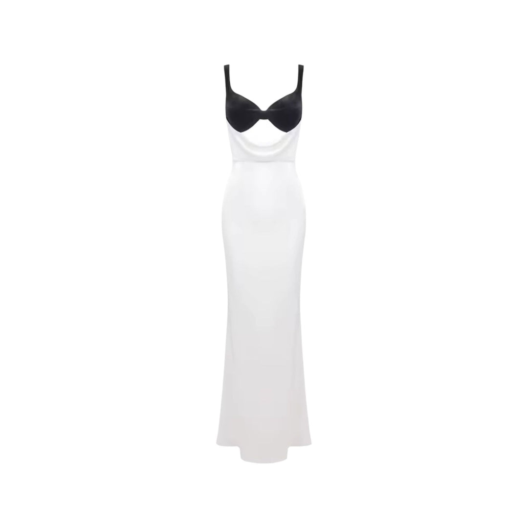 ZOE White Satin Maxi Dress
