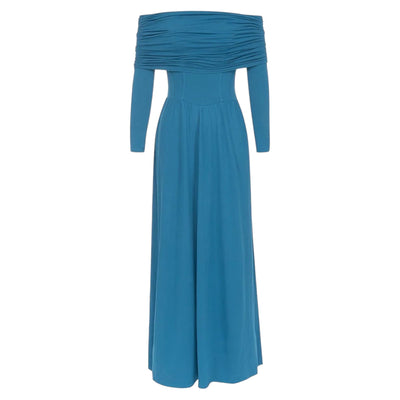 LAPER Blue Corset Off Shoulder Dress - IvyEkongFashion