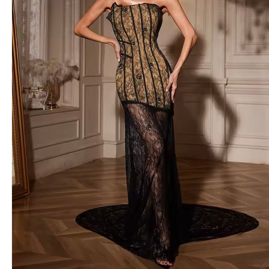 AMARA Black Lace Special Occasion Maxi Dress | IvyEkongFashion