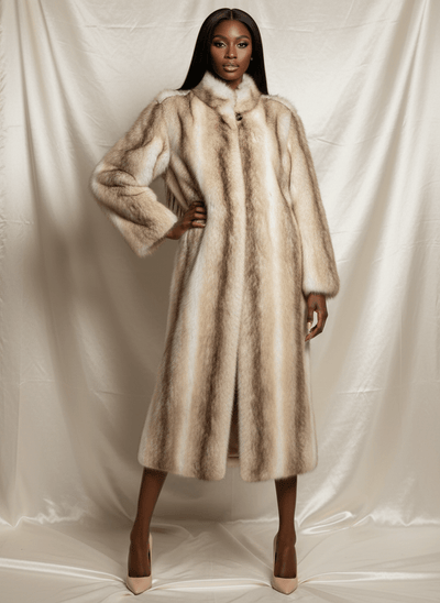 Ivy ekong fashion Long faux fur luxurious coat