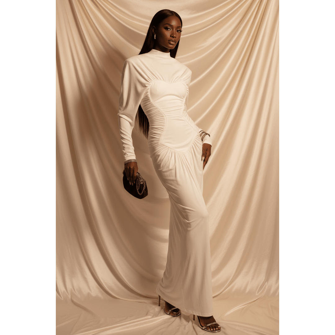 Holly Ivory Structured Special Occasion Maxi Dress | IvyEkongFashion Holly Ivory Structured Special Occasion Maxi Dress | IvyEkongFashion