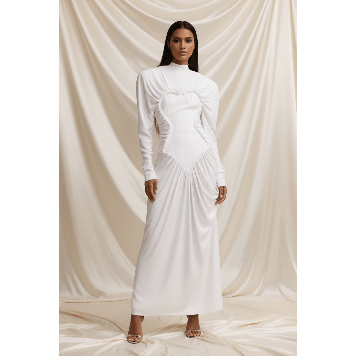 structured maxi dress Holly Ivory Structured Special Occasion Maxi Dress