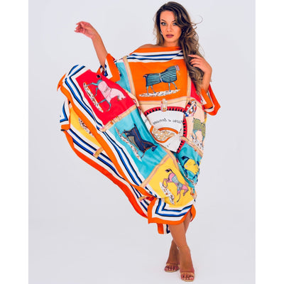 CAIRO Orange Print Caftan Maxi Dress - IvyEkongFashion