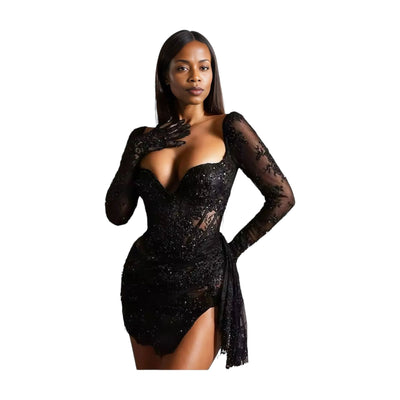 IvyEkongFashion DRESSES JESE Black Embellished Corset Mini Dress