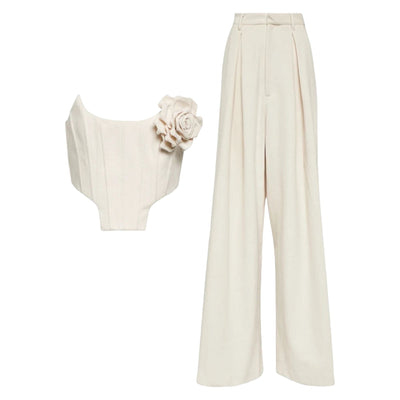 IvyEkongFashion KIKI Cream Two Piece Trouser Sets