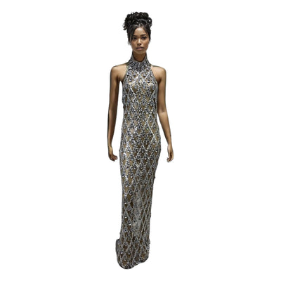 IvyEkongFashion MONACO Silver Embellished Maxi Dress