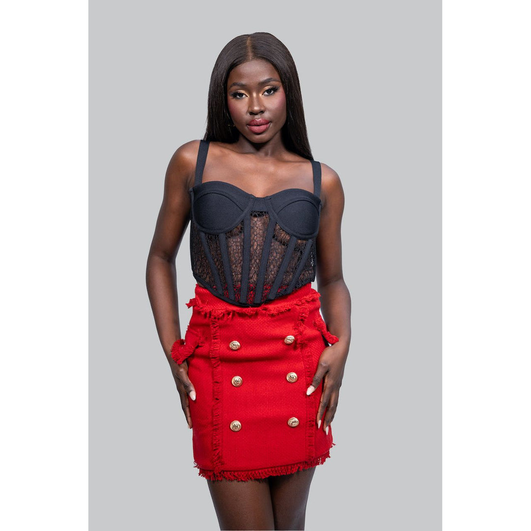 MIA Red Tweed Mini Skirt | IvyEkongFashion
