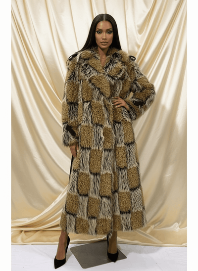 JAPAN Multi - Coloured Luxe Faux Fur Coat - IvyEkongFashion
