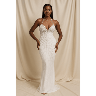 NYAH Pearl Glissade Beaded Maxi Dress - IvyEkongFashion