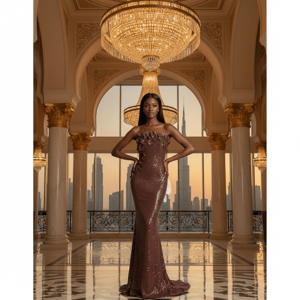 SHARON Brown Sequin Dress - IvyEkongFashion