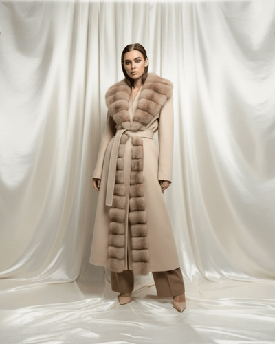 SWIZ Tan Luxe Cashmere Wool Belted Coat - IvyEkongFashion