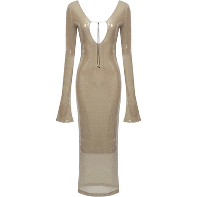 STACIA Ivory Maxi Sequin Dress - IvyEkongFashion