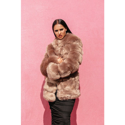 Sheya Brown Luxe Long Faux Fur Coat - IvyEkongFashion