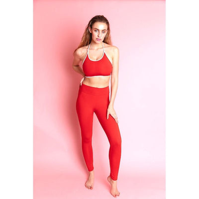 Rosy Red Gym Top And Leggings Sets - IvyEkongFashion