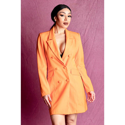 Amirah Orange Double Breasted Blazer Dress - IvyEkongFashion