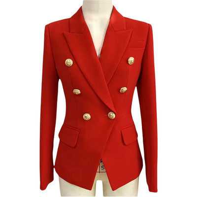 IvyEkongFashion ADIOR Camellia red Double  Breasted  Blazer  Jacket