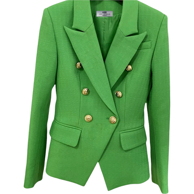 IvyEkongFashion ADIOR Lime Green Double Breasted Blazer Jacket