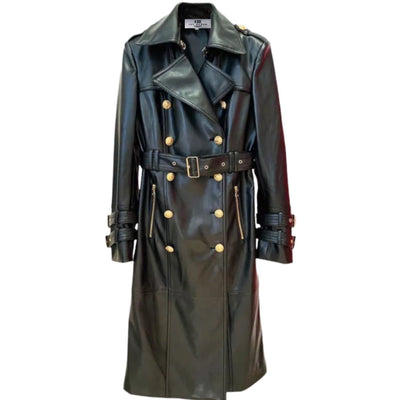 IvyEkongFashion Apparel & Accessories TIFFANY Black Vegan Leather Coat