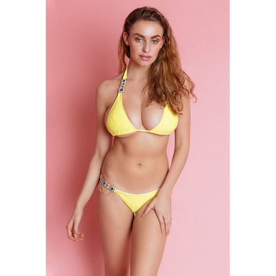 IvyEkongFashion BALI Yellow Embellished Bikini Bottom