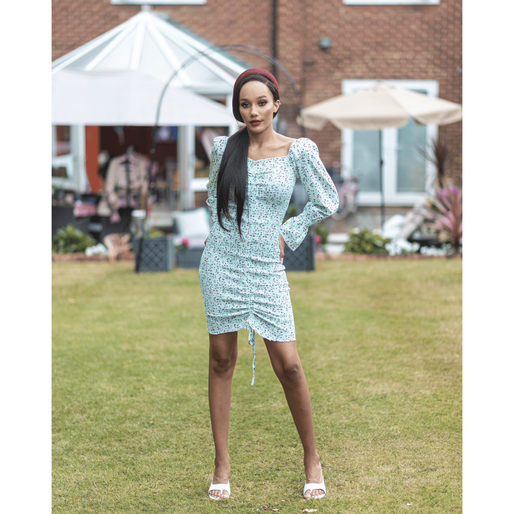 BRANDY Blue Stretchy Floral Smoked Midi Dress | IvyEkongFashion BRANDY Blue Stretchy Floral Smoked Midi Dress | IvyEkongFashion