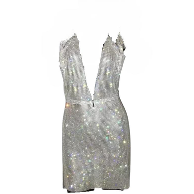 IvyEkongFashion DRESS KOKO Silver Crystal Diamante Mini Dress