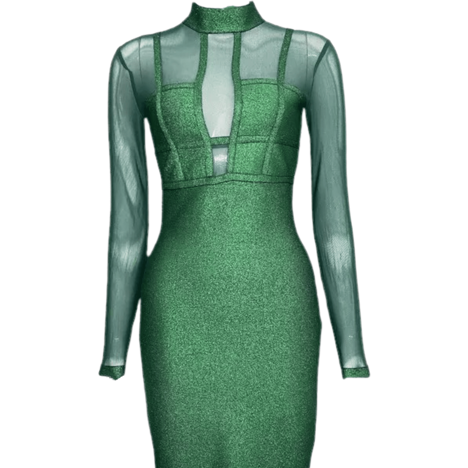 JODY Green Metallic Midi Long sleeve Bandage Dress | IvyEkongFashion JODY Green Metallic Midi Long sleeve Bandage Dress | IvyEkongFashion