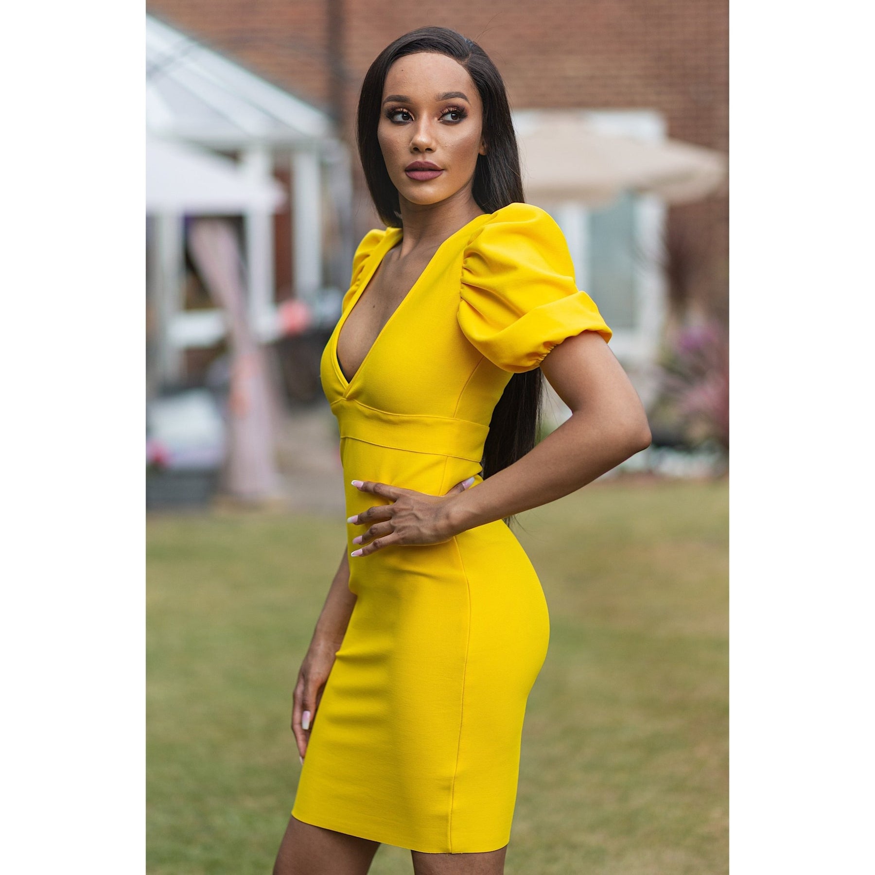 yellow bandage dress BELLA BARNETT Diamonate Mini Sexy Corset Slit Date Dress for Women Fashion Off Shoulder Cocktail Dresses Yellow: Clothing, Shoes & Jewelry The Brenna Bandage Dress from SunsetFashionLA is a sophisticated and curve Bek Bandage Dress - Mustard