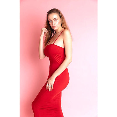 IvyEkongFashion GOLDY Red Midi Bodycon Dress