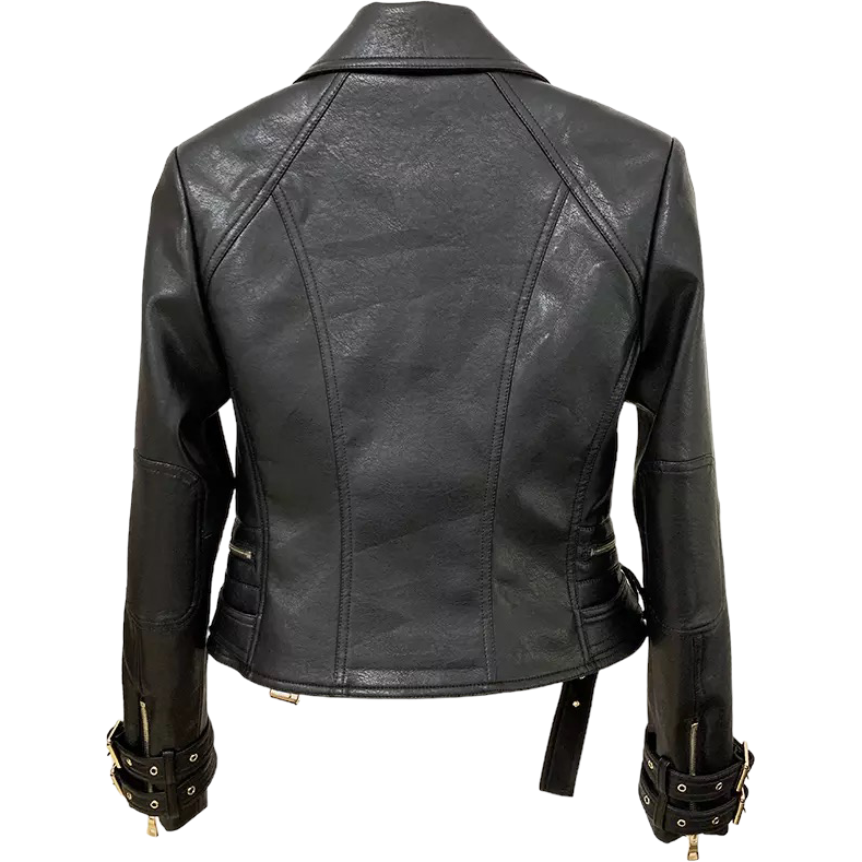 LOUISA Black Vegan Leather Jacket IvyEkongFashion