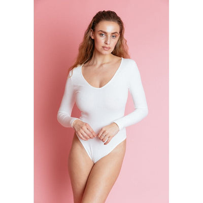 IvyEkongFashion NAOMI White Ribbed Bodysuit