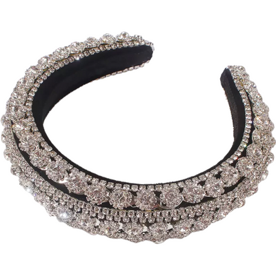 IvyEkongFashion ONE SIZE FITS ALL - SHIPS IN 7 DAYS RIVIERA Silver Diamante Lux Head Band