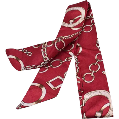 IvyEkongFashion ONE SIZE TARA Red Geometric Luxury Silk Scarf