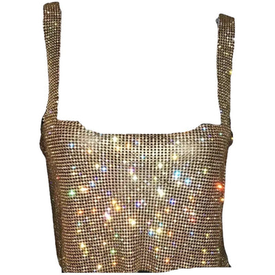 IvyEkongFashion TOP TASHA Gold Diamanté Embellished Crop Top