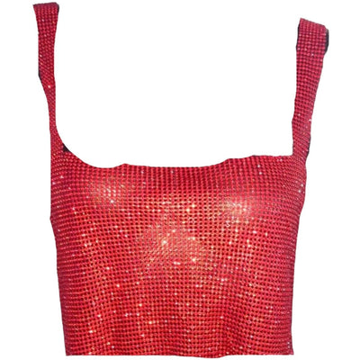 IvyEkongFashion TOP TASHA Red Diamanté Embellished Crop Top